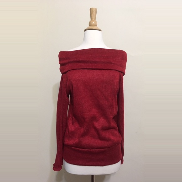 Off Shoulder Foldover Knit Sweater - Picture 3 of 5